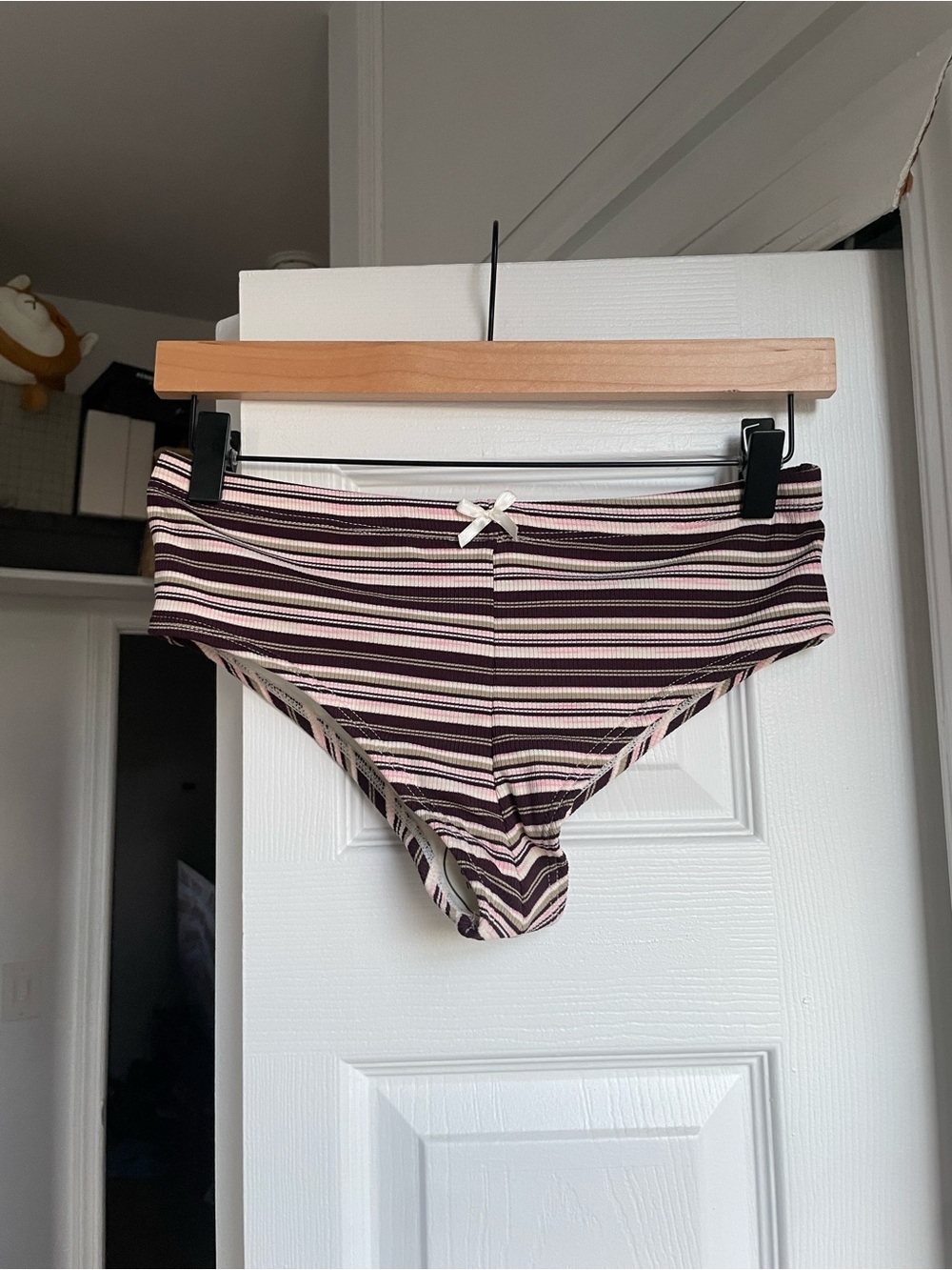 Seamolly Knit Striped Bowknot Bikini Bottom Cheeky Swim Boyshorts 